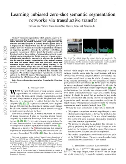 Learning unbiased zero-shot semantic segmentation networks via
  transductive transfer