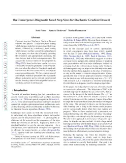 On Convergence-Diagnostic based Step Sizes for Stochastic Gradient
  Descent
