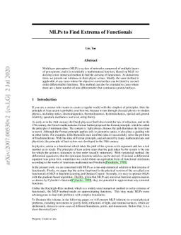 MLPs to Find Extrema of Functionals