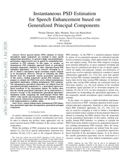 Instantaneous PSD Estimation for Speech Enhancement based on Generalized
  Principal Components
