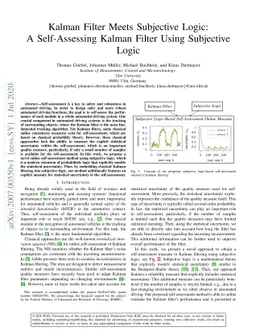 Kalman Filter Meets Subjective Logic: A Self-Assessing Kalman Filter
  Using Subjective Logic