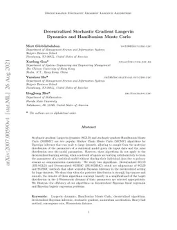 Decentralized Stochastic Gradient Langevin Dynamics and Hamiltonian
  Monte Carlo