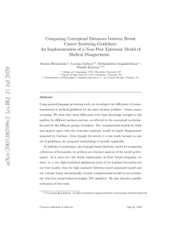Computing Conceptual Distances between Breast Cancer Screening
  Guidelines: An Implementation of a Near-Peer Epistemic Model of Medical
  Disagreement