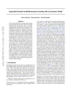 Sequential Transfer in Reinforcement Learning with a Generative Model