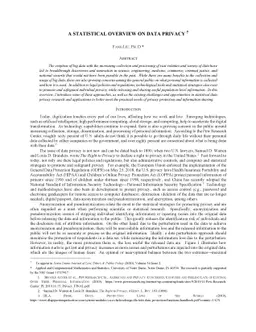 A Statistical Overview on Data Privacy