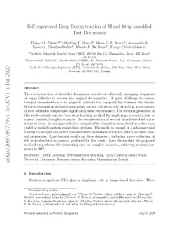 Self-supervised Deep Reconstruction of Mixed Strip-shredded Text
  Documents
