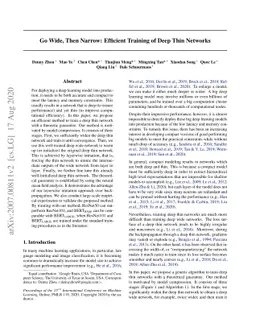 Go Wide, Then Narrow: Efficient Training of Deep Thin Networks