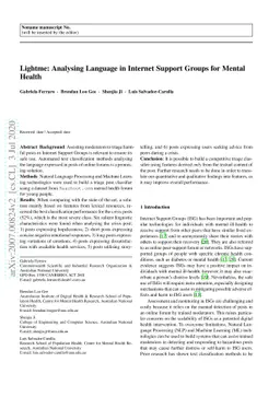 Lightme: Analysing Language in Internet Support Groups for Mental Health