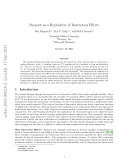 Dropout as a Regularizer of Interaction Effects