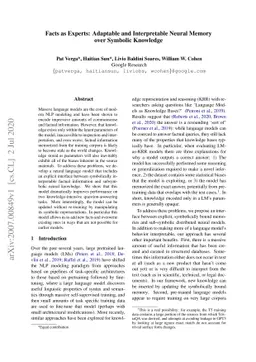 Facts as Experts: Adaptable and Interpretable Neural Memory over
  Symbolic Knowledge