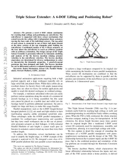 Triple Scissor Extender: A 6-DOF Lifting and Positioning Robot