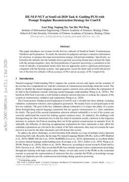IIE-NLP-NUT at SemEval-2020 Task 4: Guiding PLM with Prompt Template
  Reconstruction Strategy for ComVE