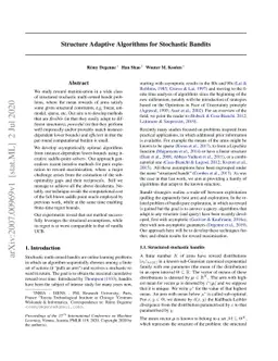 Structure Adaptive Algorithms for Stochastic Bandits