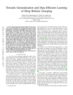 Towards Generalization and Data Efficient Learning of Deep Robotic
  Grasping