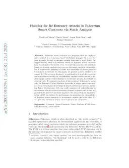 Hunting for Re-Entrancy Attacks in Ethereum Smart Contracts via Static
  Analysis