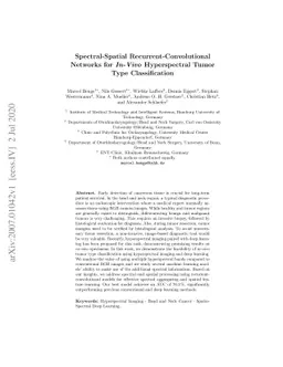 Spectral-Spatial Recurrent-Convolutional Networks for In-Vivo
  Hyperspectral Tumor Type Classification