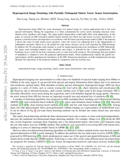 Hyperspectral Image Denoising with Partially Orthogonal Matrix Vector
  Tensor Factorization