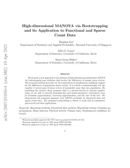 High-dimensional MANOVA via Bootstrapping and its Application to
  Functional and Sparse Count Data