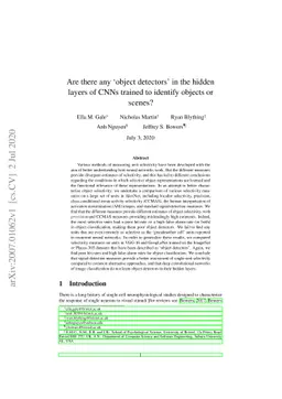 Are there any óbject detectors' in the hidden layers of CNNs trained to
  identify objects or scenes?