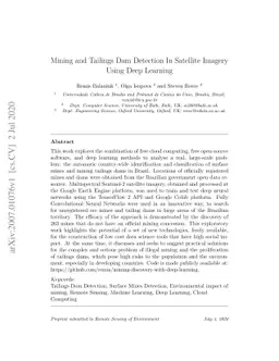 Mining and Tailings Dam Detection In Satellite Imagery Using Deep
  Learning