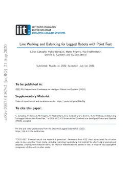 Line Walking and Balancing for Legged Robots with Point Feet
