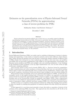 Estimates on the generalization error of Physics Informed Neural
  Networks (PINNs) for approximating a class of inverse problems for PDEs