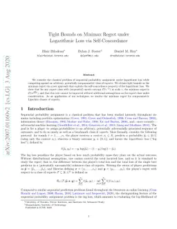 Tight Bounds on Minimax Regret under Logarithmic Loss via
  Self-Concordance