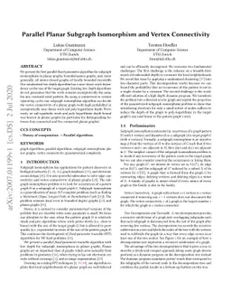 Parallel Planar Subgraph Isomorphism and Vertex Connectivity
