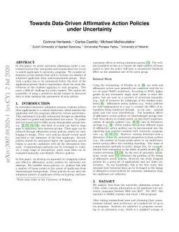 Towards Data-Driven Affirmative Action Policies under Uncertainty