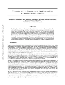 Verifiably Safe Exploration for End-to-End Reinforcement Learning