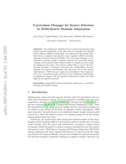 Curriculum Manager for Source Selection in Multi-Source Domain
  Adaptation