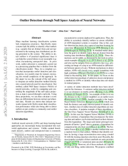 Outlier Detection through Null Space Analysis of Neural Networks