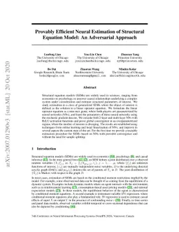 Provably Efficient Neural Estimation of Structural Equation Model: An
  Adversarial Approach