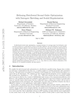 Debiasing Distributed Second Order Optimization with Surrogate Sketching
  and Scaled Regularization