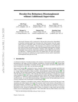 Decoder-free Robustness Disentanglement without (Additional) Supervision