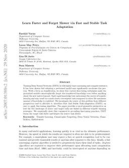 Learn Faster and Forget Slower via Fast and Stable Task Adaptation