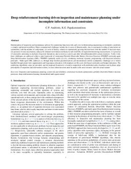 Deep reinforcement learning driven inspection and maintenance planning
  under incomplete information and constraints