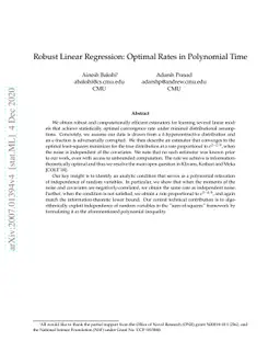 Robust Linear Regression: Optimal Rates in Polynomial Time