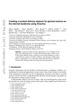 Creating a content delivery network for general science on the internet
  backbone using XCaches