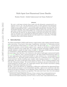 Multi-Agent Low-Dimensional Linear Bandits