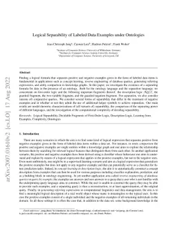Logical Separability of Labeled Data Examples under Ontologies