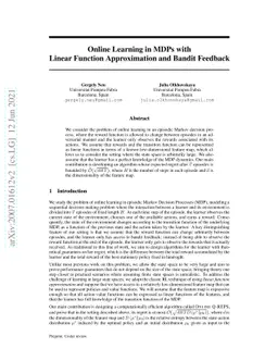 Online learning in MDPs with linear function approximation and bandit
  feedback