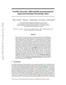 NeuMiss networks: differentiable programming for supervised learning
  with missing values
