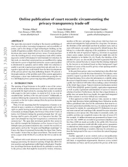 Online publication of court records: circumventing the
  privacy-transparency trade-off