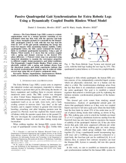 Passive Quadrupedal Gait Synchronization for Extra Robotic Legs Using a
  Dynamically Coupled Double Rimless Wheel Model