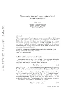Monotonicity preservation properties of kernel regression estimators