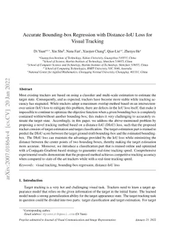 Accurate Bounding-box Regression with Distance-IoU Loss for Visual
  Tracking