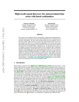 High-recall causal discovery for autocorrelated time series with latent
  confounders