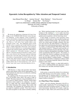 Egocentric Action Recognition by Video Attention and Temporal Context