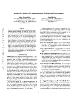 Abstractive and mixed summarization for long-single documents